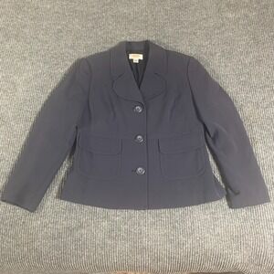 Talbots Blazer Womens 8 Blue Single Breasted Sports Coat Stretch Academia Career